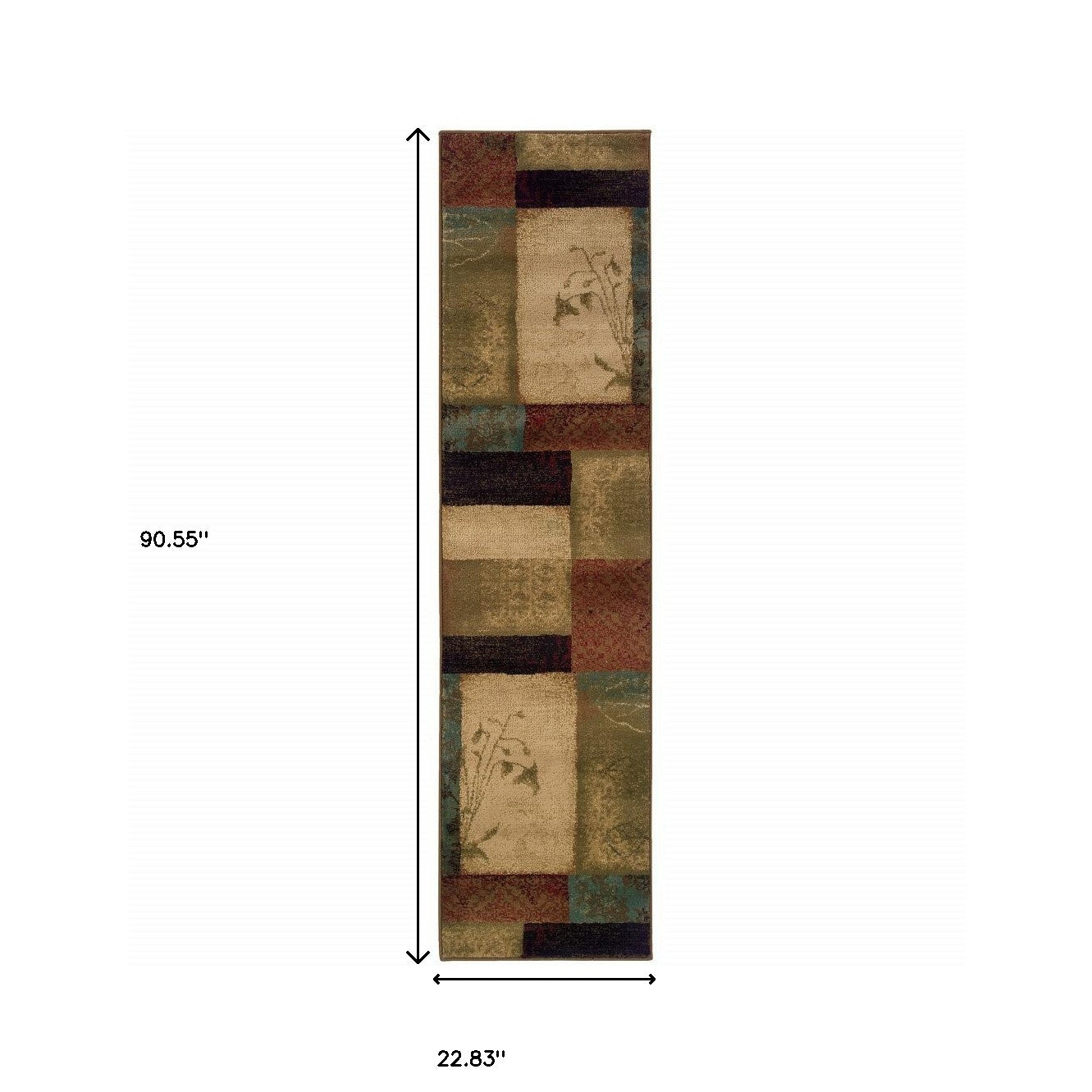 2' X 3' Beige And Brown Floral Block Pattern Scatter Rug