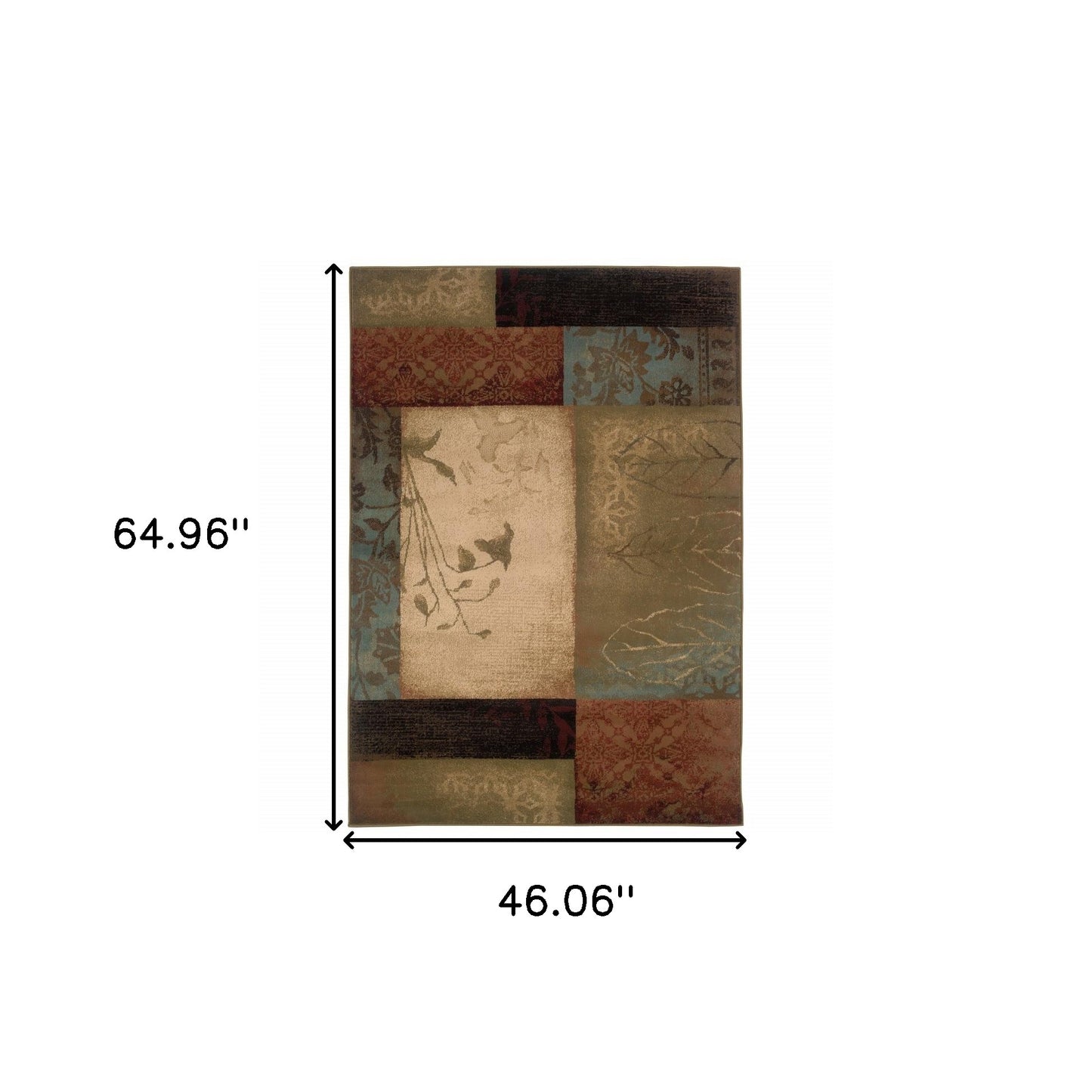 2' X 3' Beige And Brown Floral Block Pattern Scatter Rug