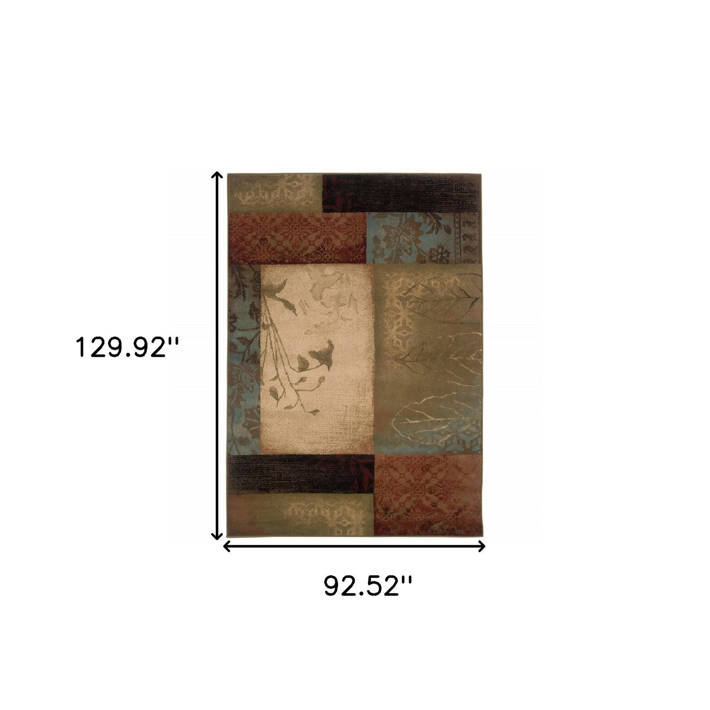 2' X 3' Beige And Brown Floral Block Pattern Scatter Rug