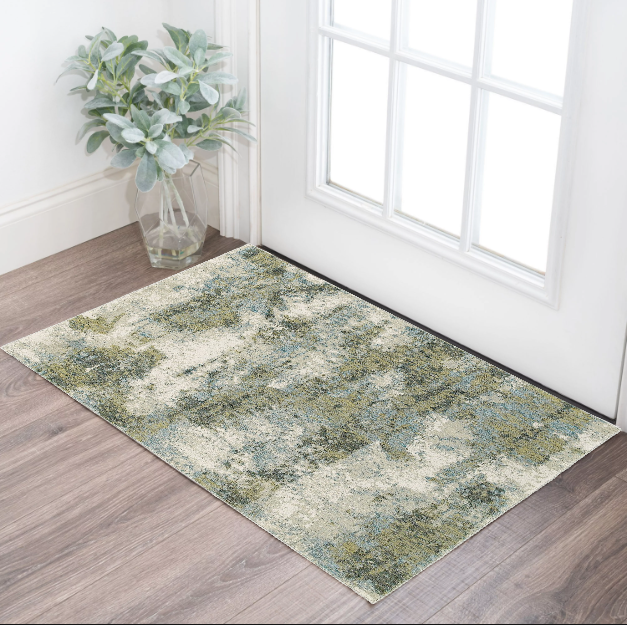 8' X 11' Blue Green Power Loom Area Rug