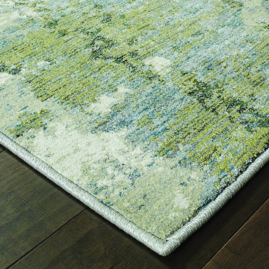 8' X 11' Blue Green Power Loom Area Rug