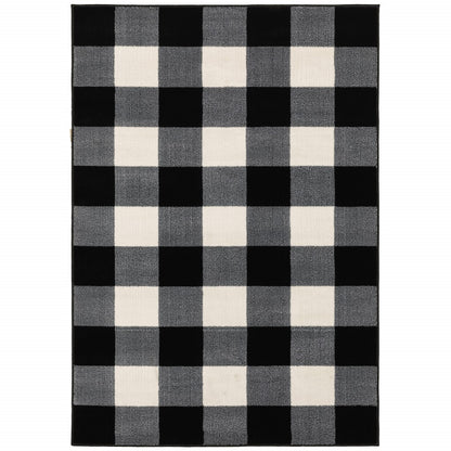 5' X 7' Monochromatic Gingham Pattern Indoor Area Rug