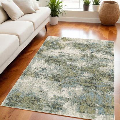 8' X 11' Blue Green Power Loom Area Rug