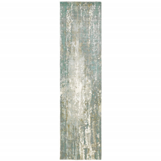 10' X 14' Blue And Gray Abstract Splash Indoor Area Rug