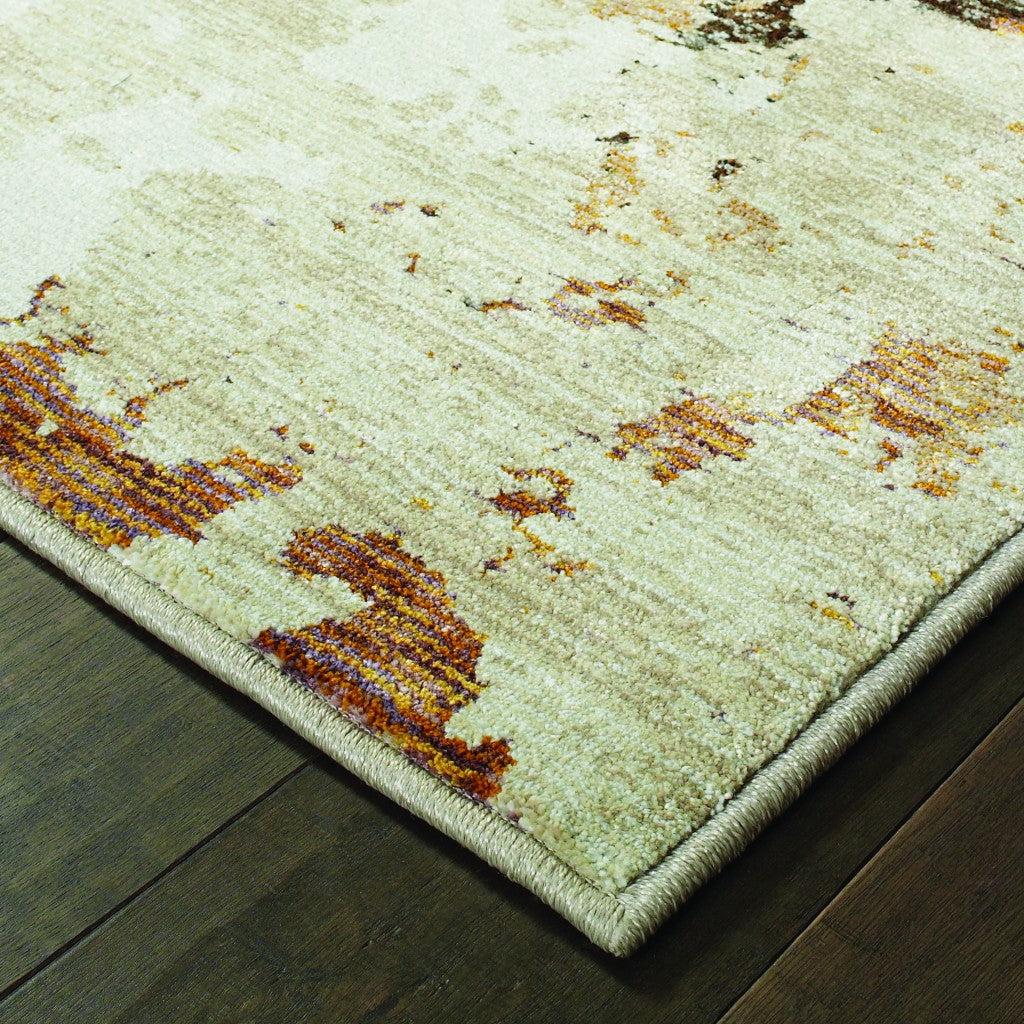 5' X 7' Beige and Black Power Loom Area Rug