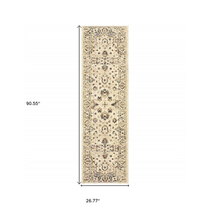 4' X 6' Ivory And Gold Distressed Indoor Area Rug