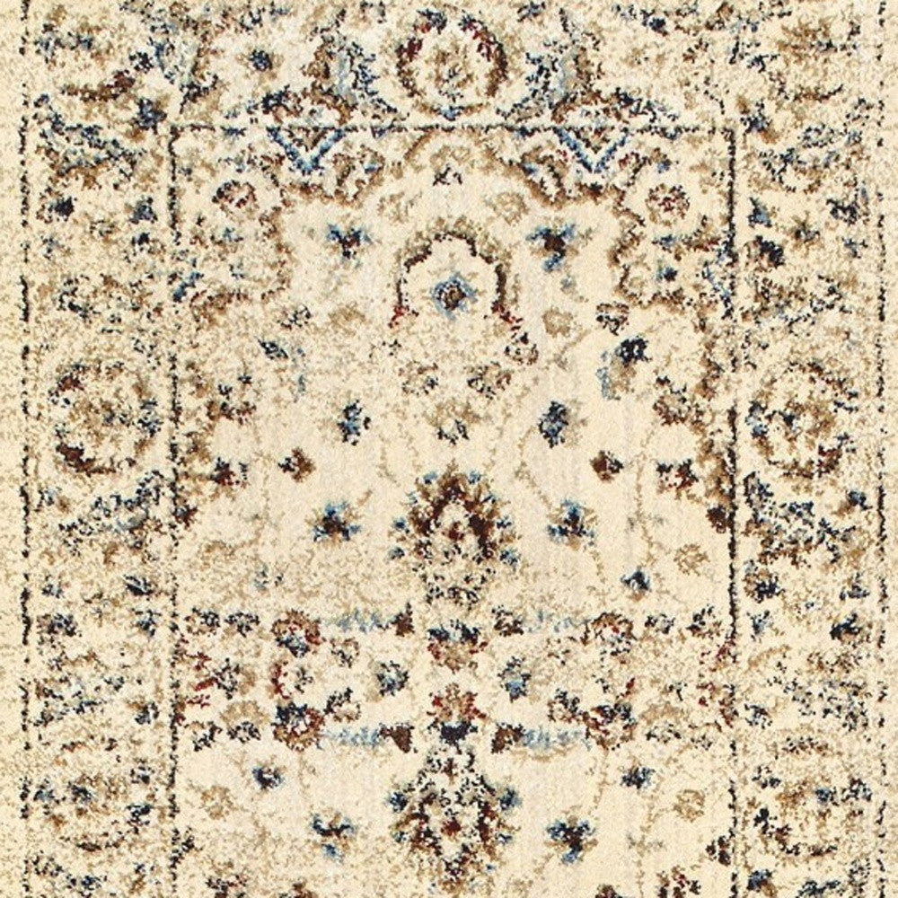 4' X 6' Ivory And Gold Distressed Indoor Area Rug