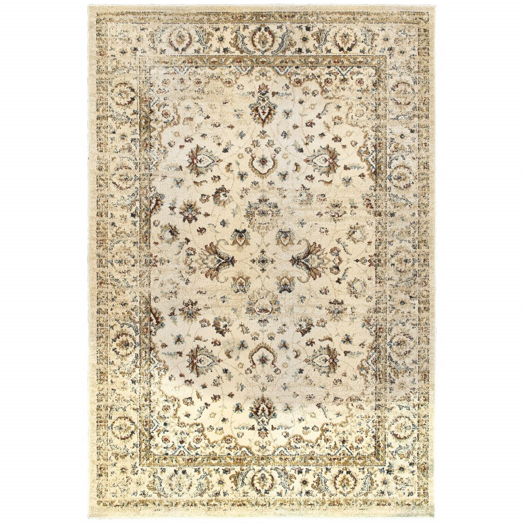 4' X 6' Ivory And Gold Distressed Indoor Area Rug