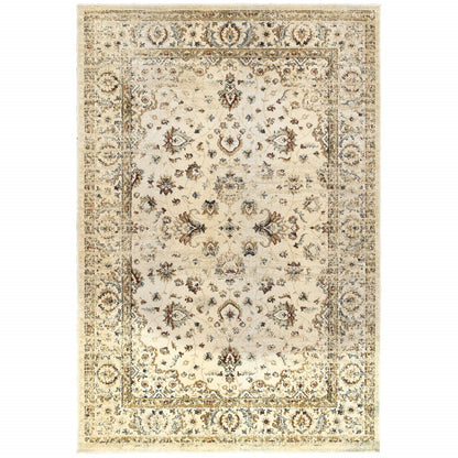 4' X 6' Ivory And Gold Distressed Indoor Area Rug