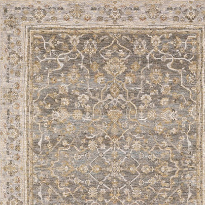 7' X 10' Beige Grey Machine Woven Oriental Indoor Arean Rug