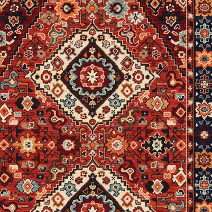 3' X 5' Red Blue Machine Woven Oriental Indoor Area Rug