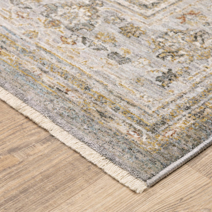 7' X 10' Beige Grey Machine Woven Oriental Indoor Arean Rug