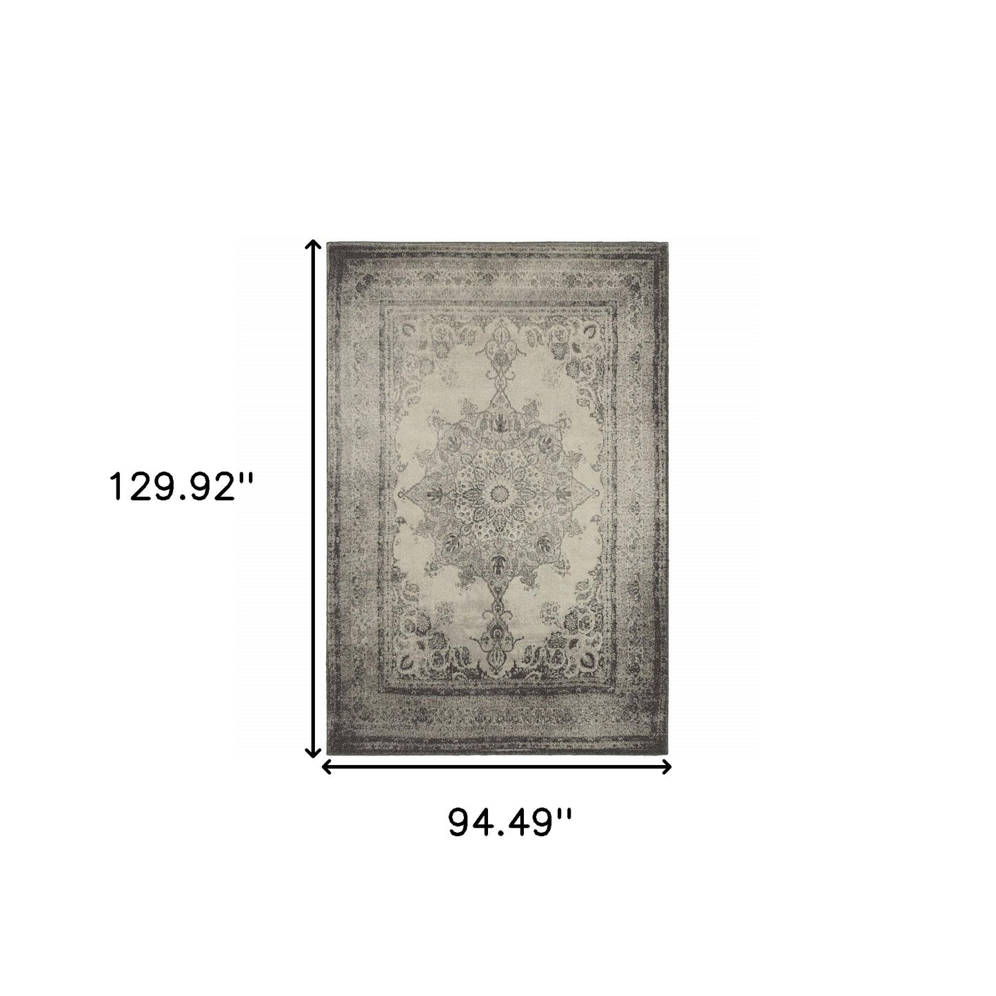 10' X 13' Ivory And Gray Pale Medallion Area Rug