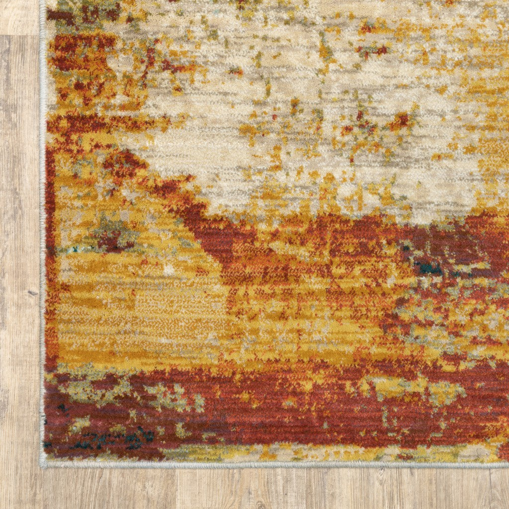 8' X 11' Blue And Red Distressed Area Rug