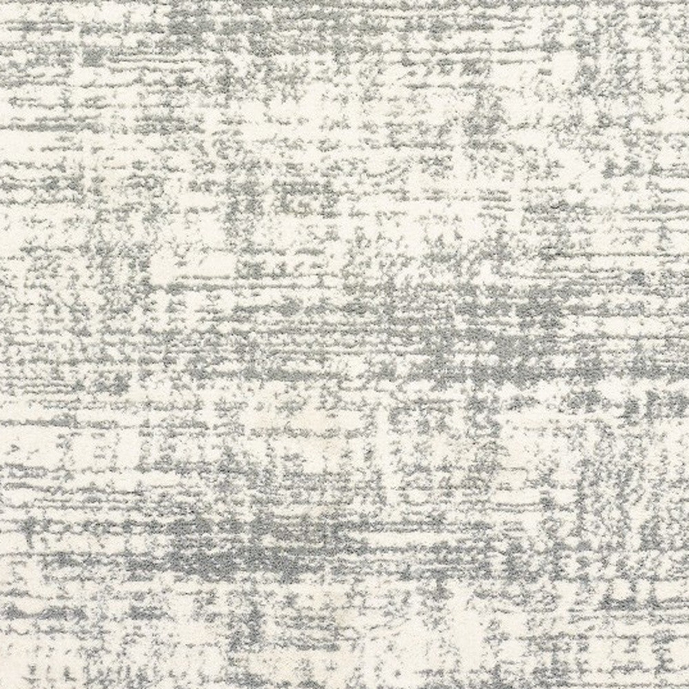 8' X 11' Ivory And Gray Abstract Strokes Area Rug