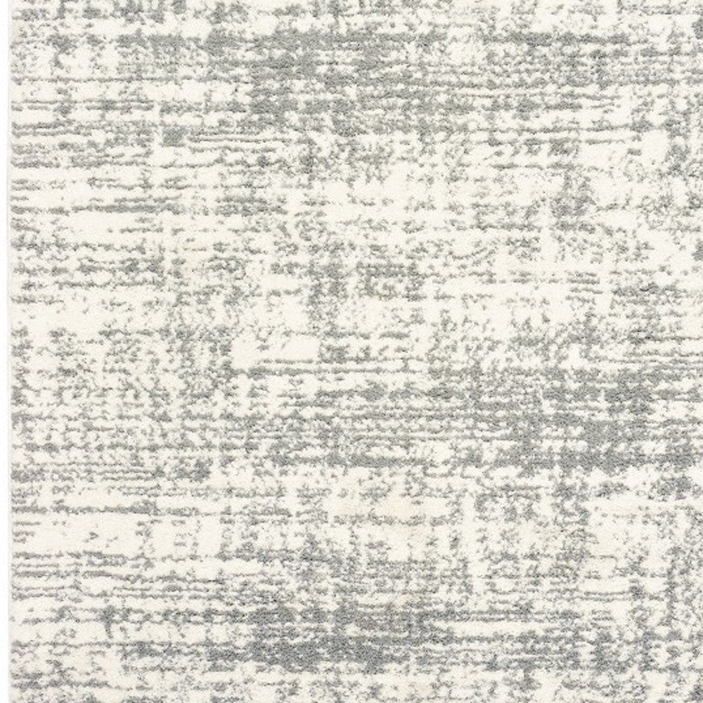 8' X 11' Ivory And Gray Abstract Strokes Area Rug