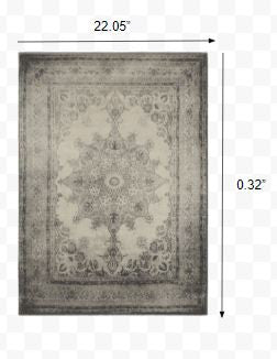 10' X 13' Ivory And Gray Pale Medallion Area Rug