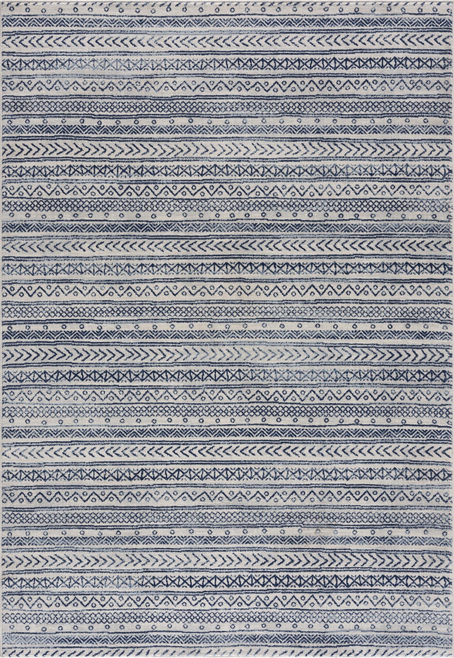 4' X 6' Navy Blue Decorative Stripes Area Rug