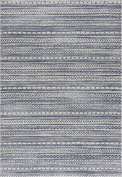 4' X 6' Navy Blue Decorative Stripes Area Rug