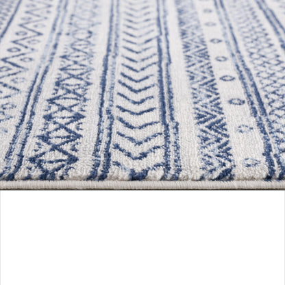 4' X 6' Navy Blue Decorative Stripes Area Rug