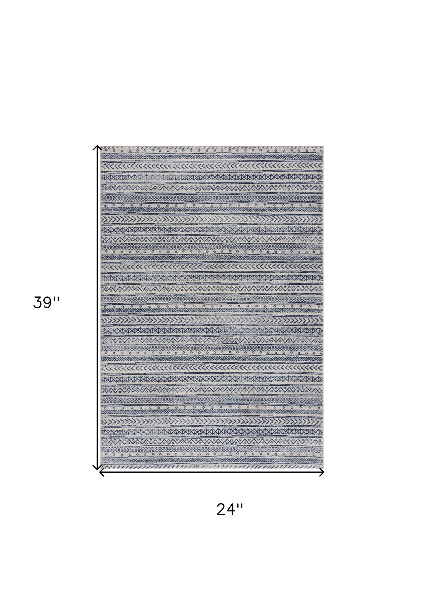 4' X 6' Navy Blue Decorative Stripes Area Rug