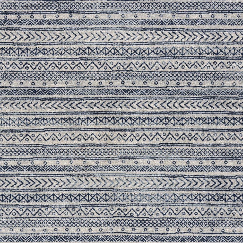 4' X 6' Navy Blue Decorative Stripes Area Rug