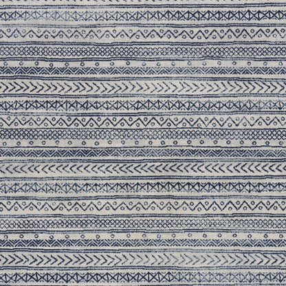 4' X 6' Navy Blue Decorative Stripes Area Rug