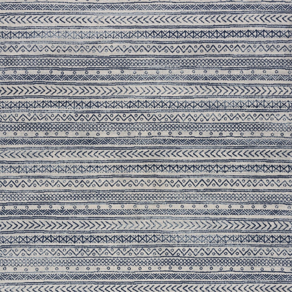 4' X 6' Navy Blue Decorative Stripes Area Rug