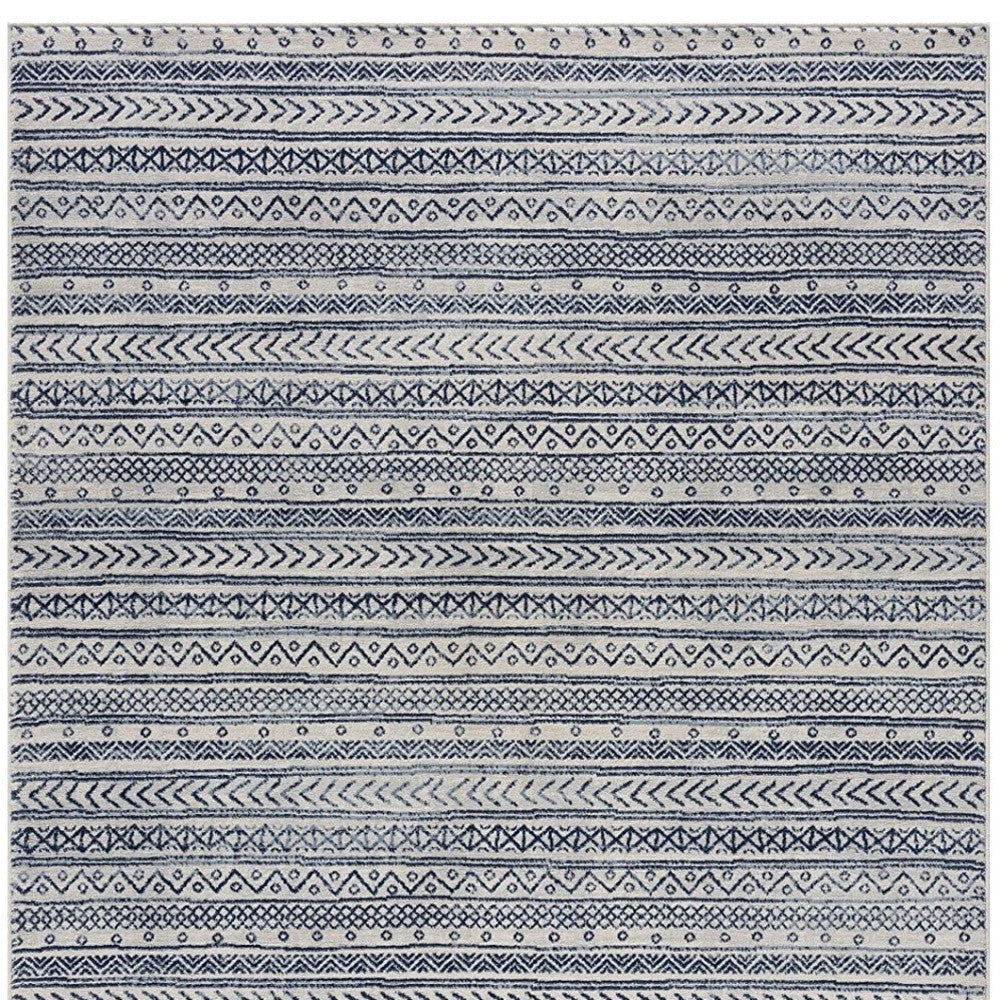 4' X 6' Navy Blue Decorative Stripes Area Rug