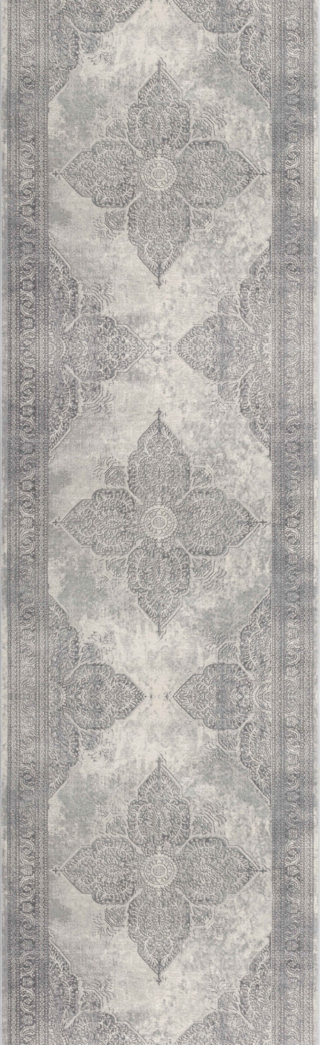 4' X 6' Gray Distressed Medallion Area Rug