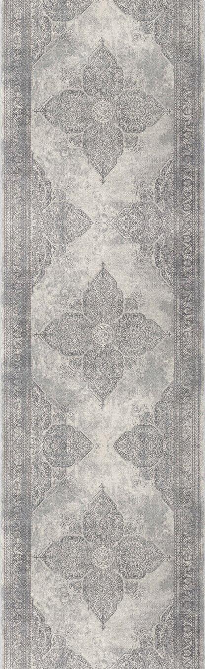 4' X 6' Gray Distressed Medallion Area Rug