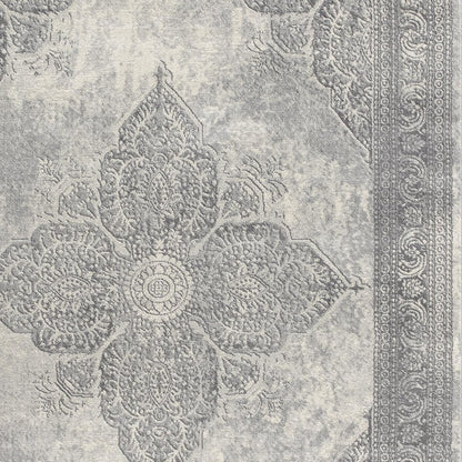 4' X 6' Gray Distressed Medallion Area Rug