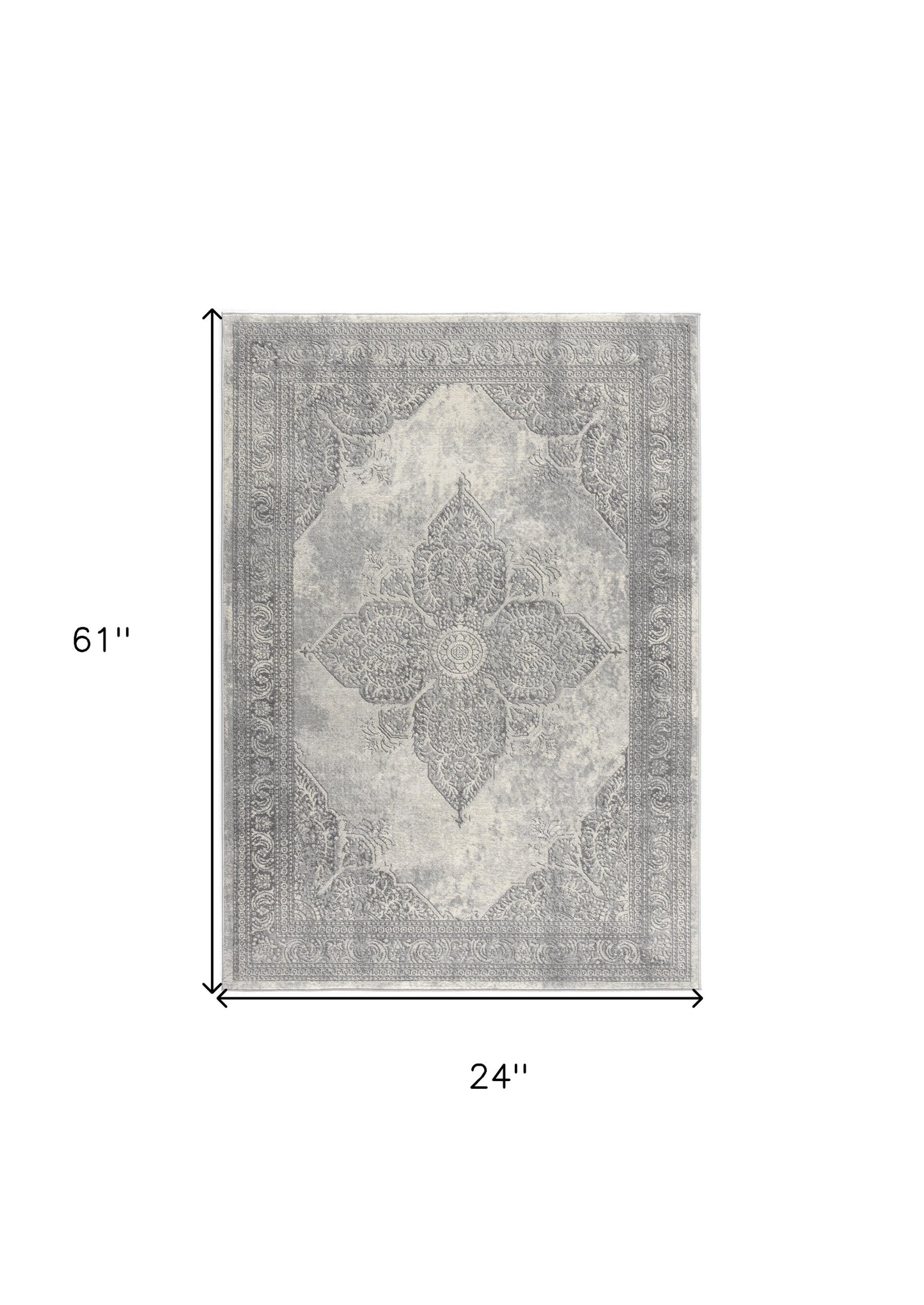 4' X 6' Gray Distressed Medallion Area Rug