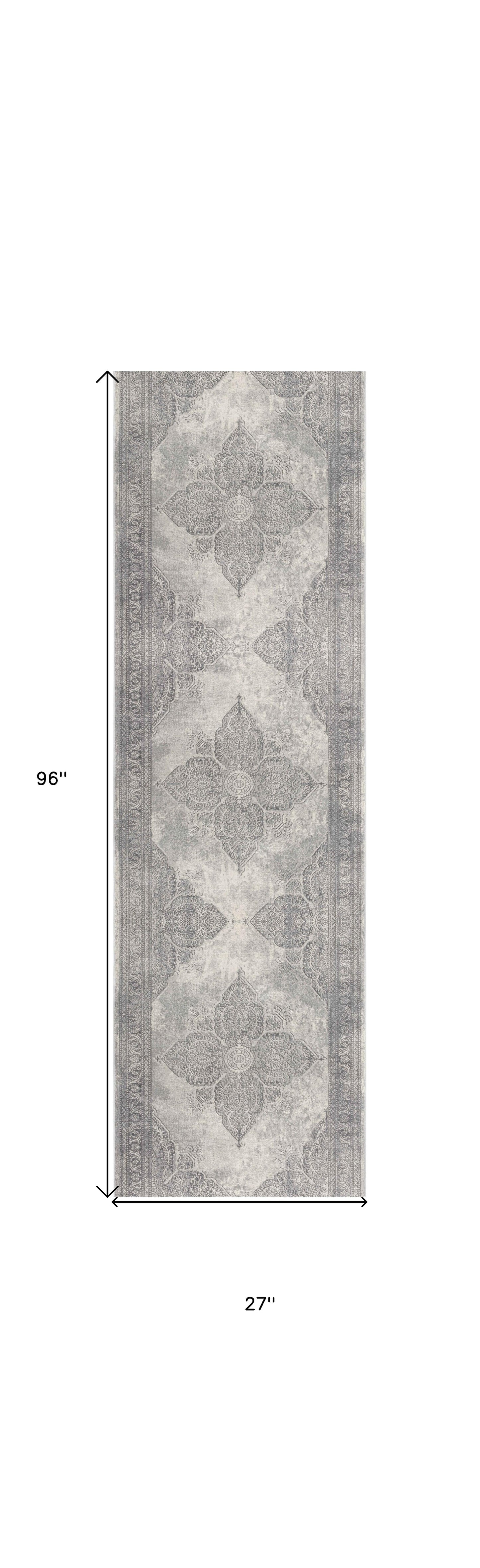 4' X 6' Gray Distressed Medallion Area Rug