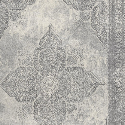 4' X 6' Gray Distressed Medallion Area Rug