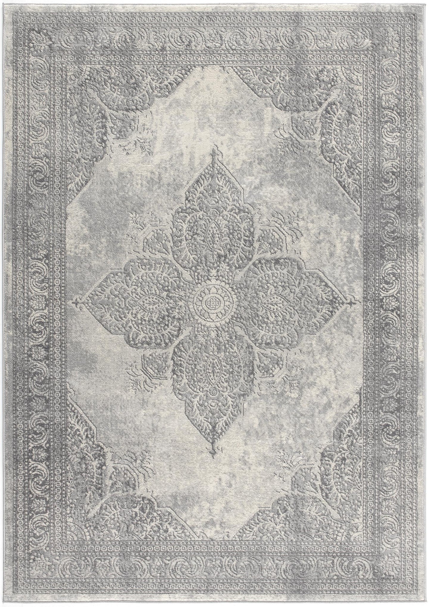 4' X 6' Gray Distressed Medallion Area Rug