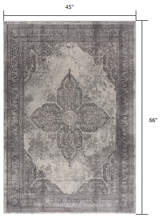 4' X 6' Gray Distressed Medallion Area Rug