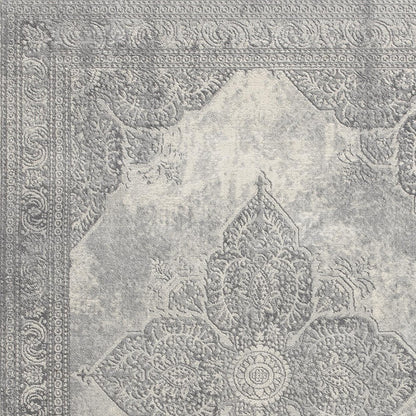 4' X 6' Gray Distressed Medallion Area Rug