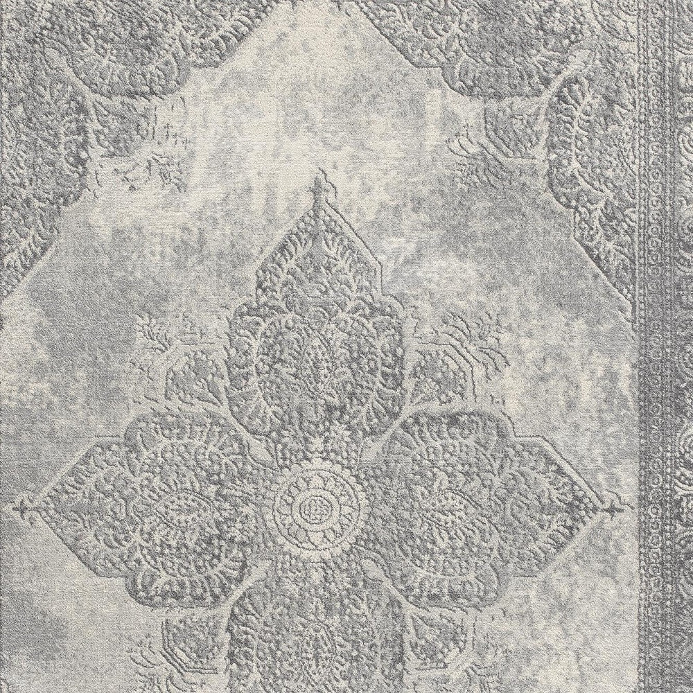 4' X 6' Gray Distressed Medallion Area Rug