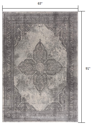 4' X 6' Gray Distressed Medallion Area Rug