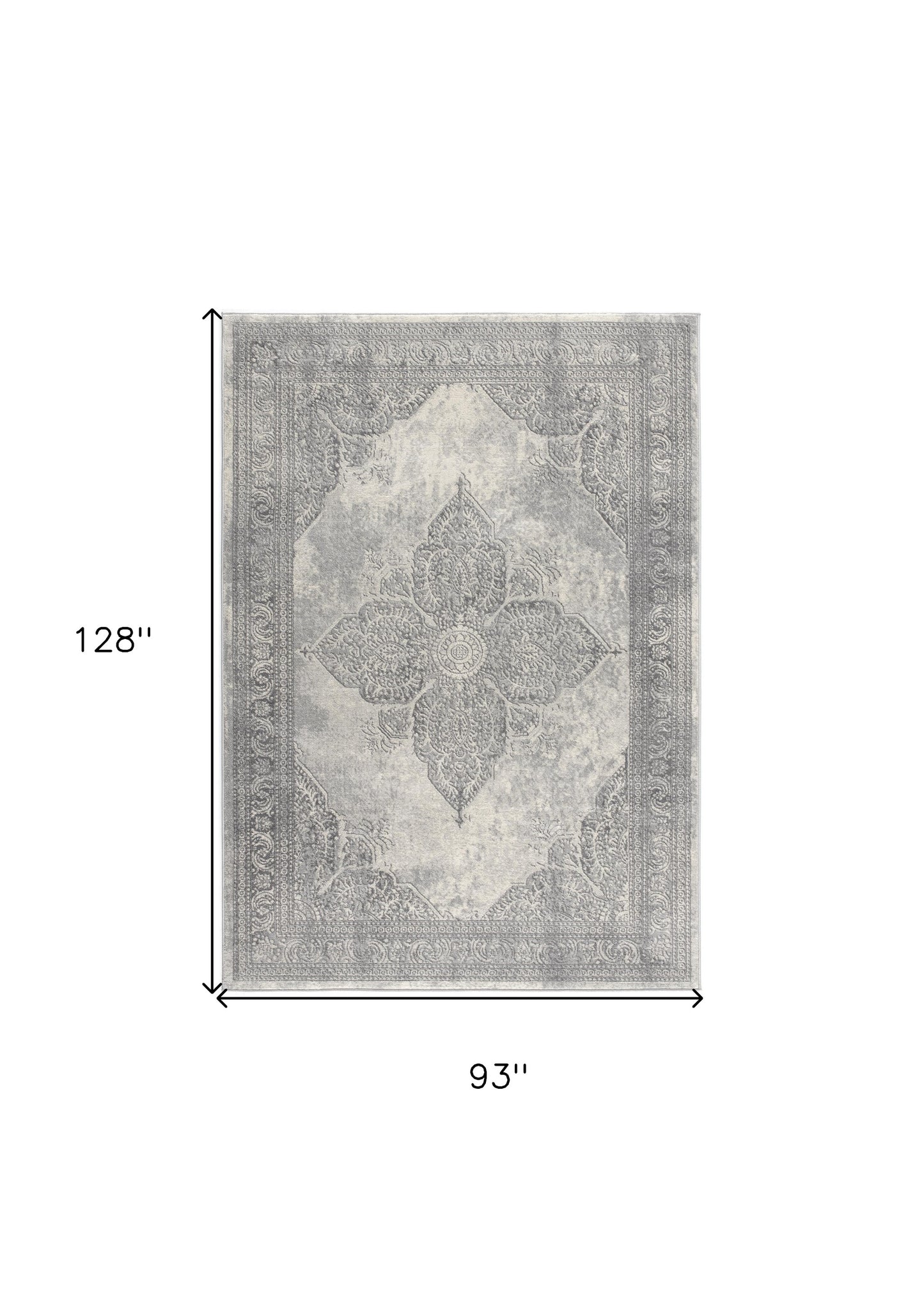 4' X 6' Gray Distressed Medallion Area Rug