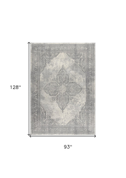 4' X 6' Gray Distressed Medallion Area Rug