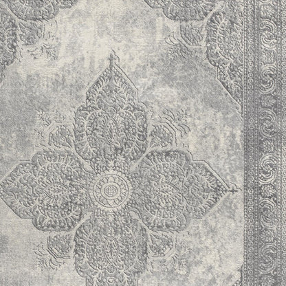 4' X 6' Gray Distressed Medallion Area Rug