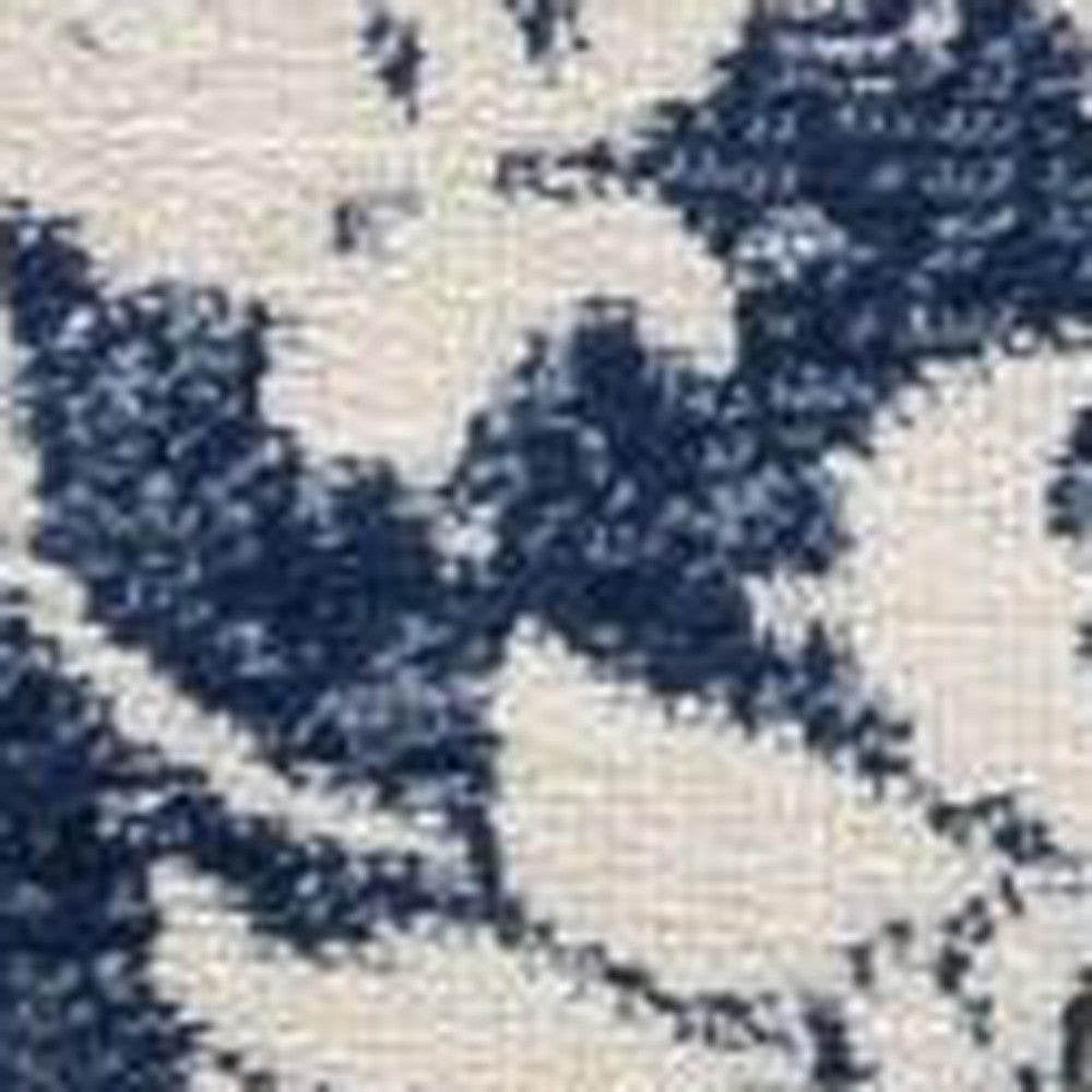 4' X 6' Navy Blue Distressed Floral Area Rug