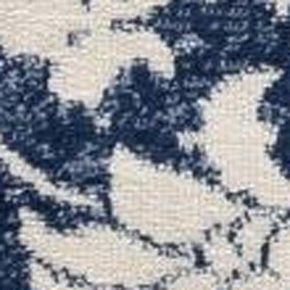 4' X 6' Navy Blue Distressed Floral Area Rug