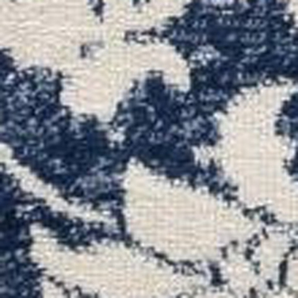 4' X 6' Navy Blue Distressed Floral Area Rug