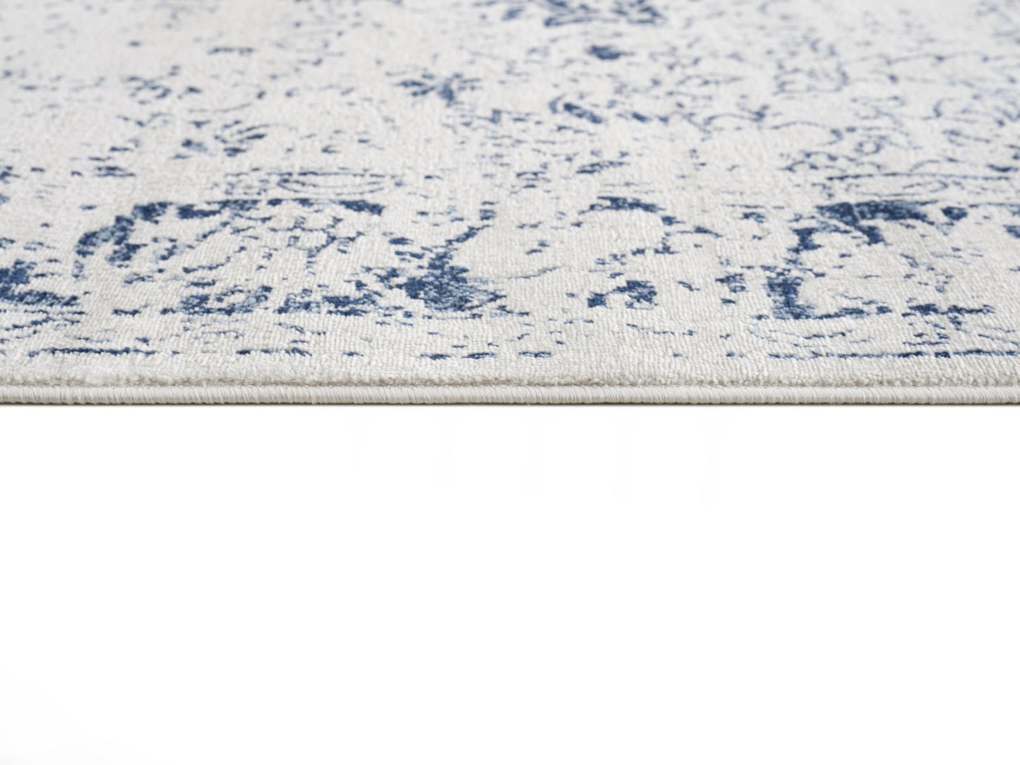 4' X 6' Navy Blue Distressed Floral Area Rug