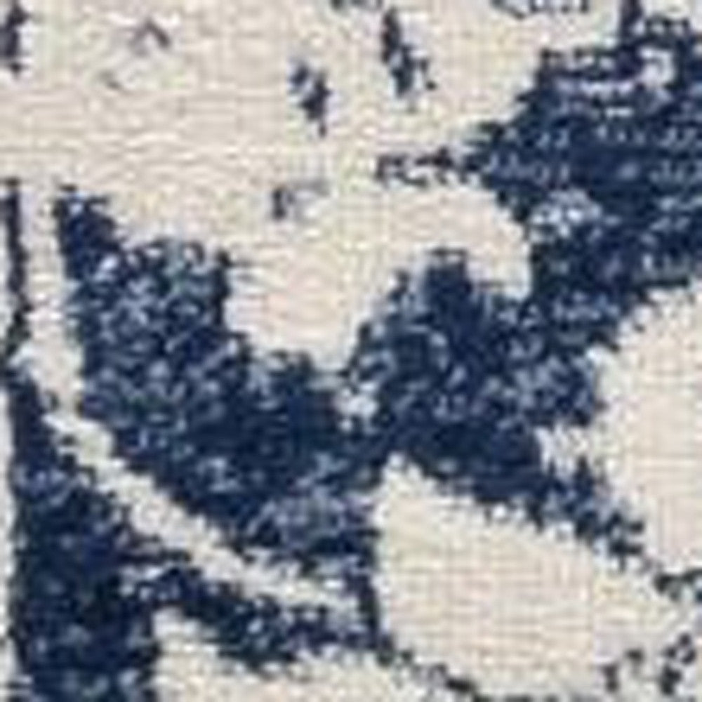 4' X 6' Navy Blue Distressed Floral Area Rug