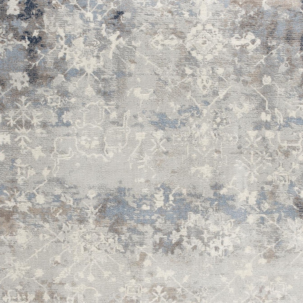 4' X 6' Navy And Beige Distressed Vines Area Rug