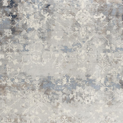 4' X 6' Navy And Beige Distressed Vines Area Rug